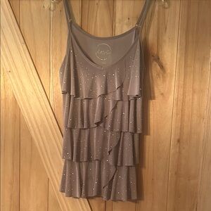 INC International Concepts Brown Ruffled Tank Top